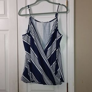 Saukole blue white wrap tank top Sz 2XL